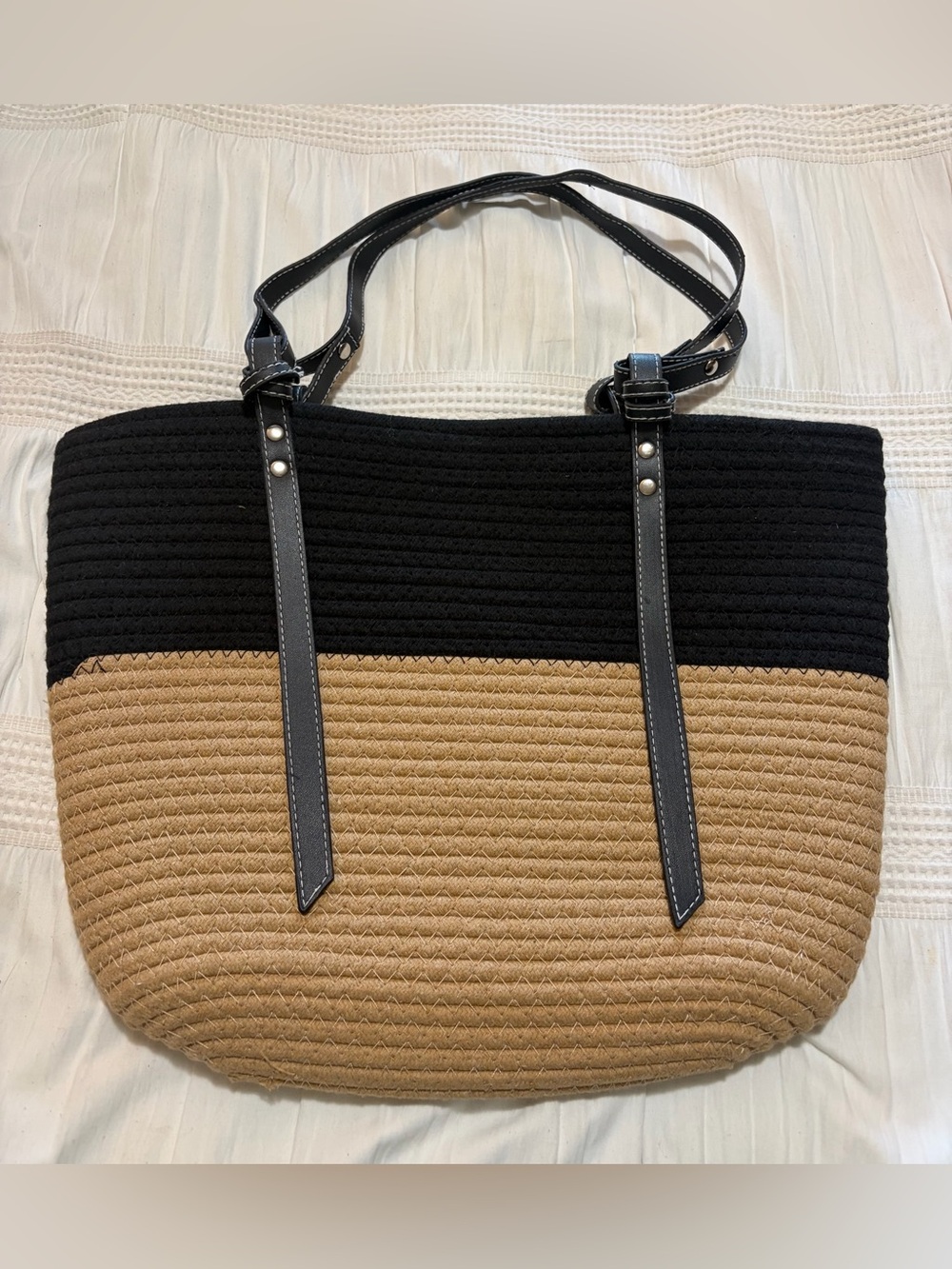 Cotton Rope Woven Shoulder Tote Handbag